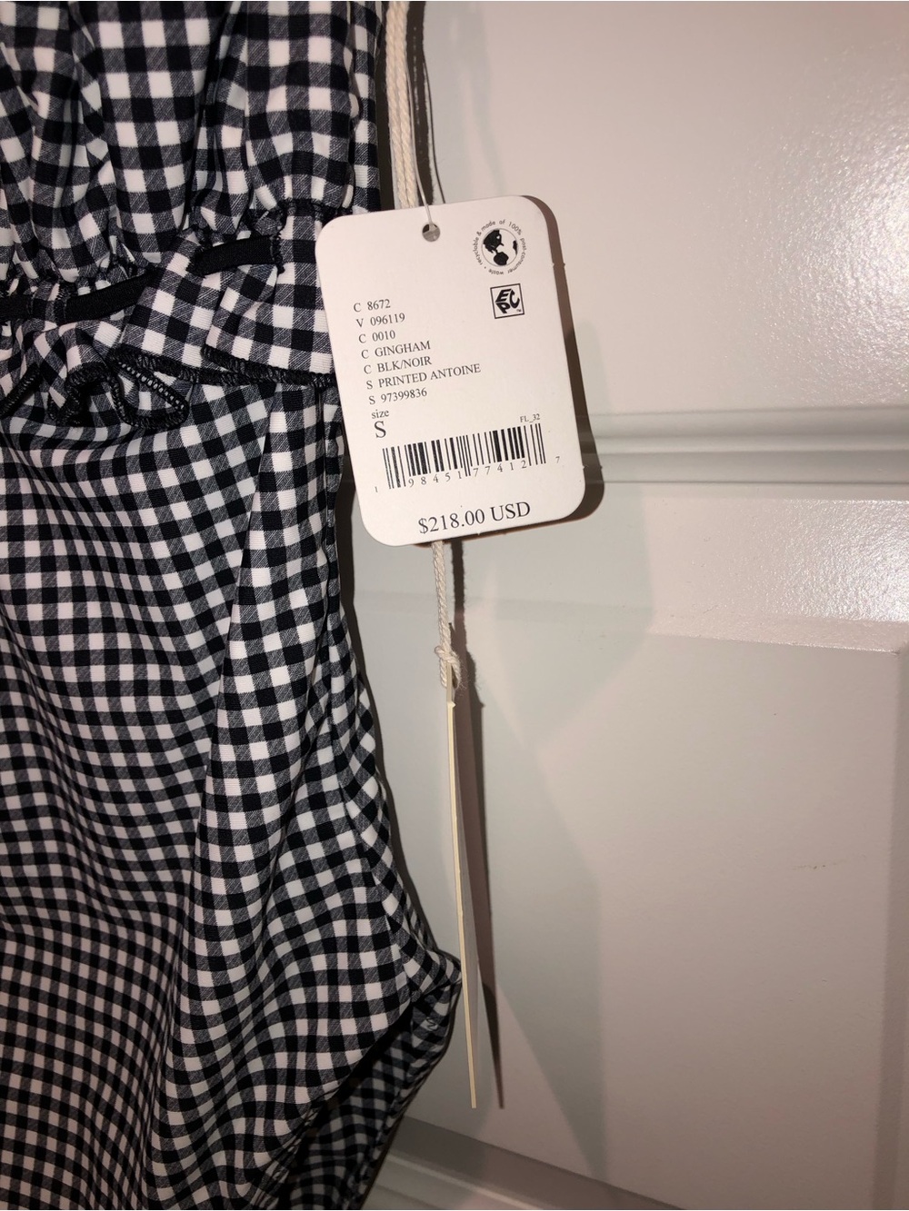New Free People x Baben Antoinette Printed One-Piece Gingham Swimsuit sz S - Picture 5 of 6